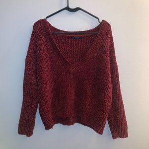 Oversized Off the Shoulder Red Sweater